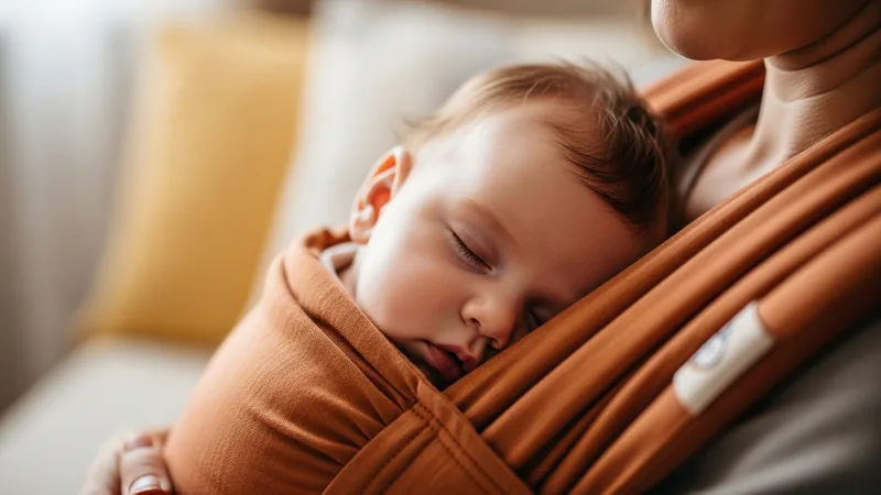 Bébé en position physiologique M dans un porte-bébé ergonomique